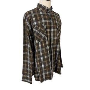 Kuhl Size XXL Long Sleeve Shirt Brown Plaid Button Front Brushed Cotton